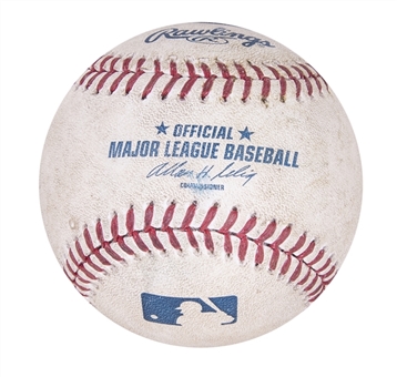 2014 Mike Trout Game Used OML Selig Baseball Used on 4/18/2014 For A Double (MLB Authenticated)